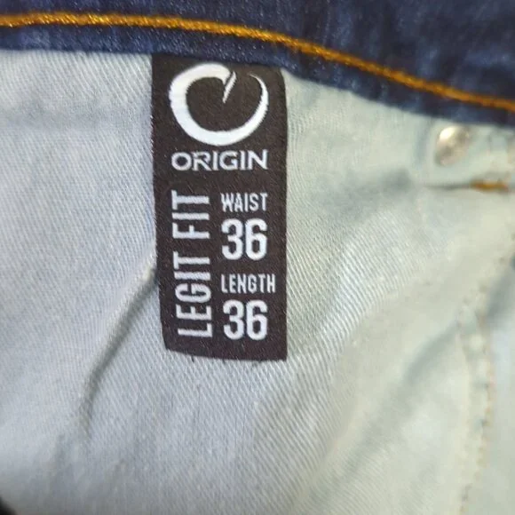 Origin Jeans Men's 36x36 Fits 36x34 Blue Delta 68 Flex Legit Fit Straight Flex